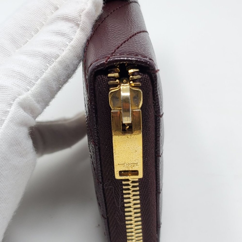 100% Auth YSL Monogram Grain Gold Zippy Wallet - Picture 8 of 14